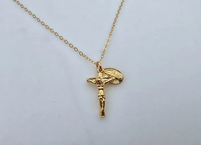 Miraculous Medal and Crucifix Necklace TheLittleCatholic Necklaces