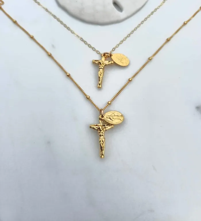 Miraculous Medal and Crucifix Necklace TheLittleCatholic Necklaces
