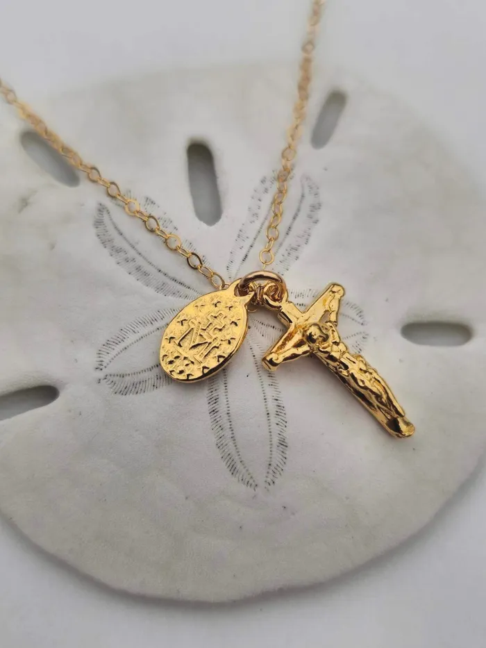 Miraculous Medal and Crucifix Necklace TheLittleCatholic Necklaces