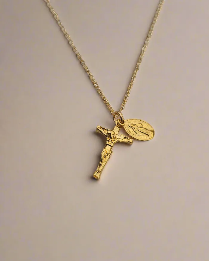 Miraculous Medal and Crucifix Necklace TheLittleCatholic Necklaces