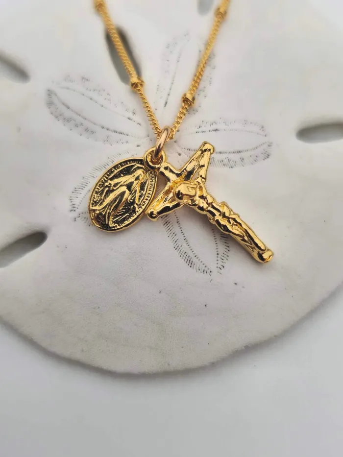 Miraculous Medal and Crucifix Necklace TheLittleCatholic Necklaces