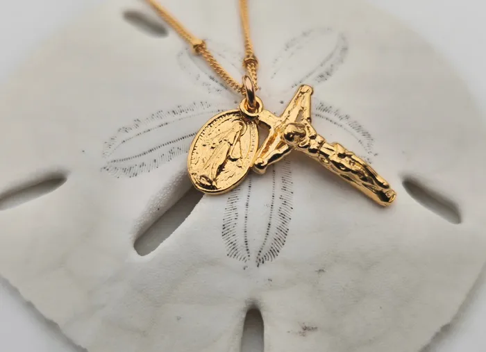 Miraculous Medal and Crucifix Necklace TheLittleCatholic Necklaces