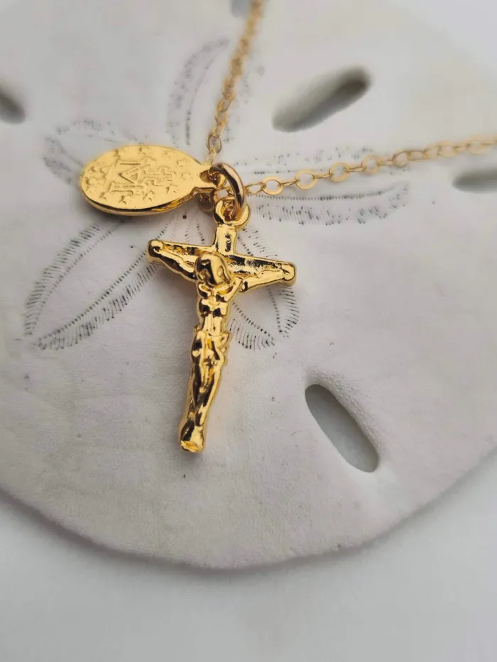 Miraculous Medal and Crucifix Necklace TheLittleCatholic Necklaces