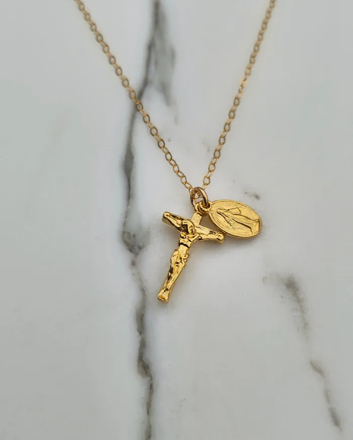 Miraculous Medal and Crucifix Necklace TheLittleCatholic Necklaces