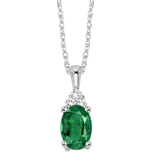 Necklaces Gems One 10K White Gold Color Ens Prong Emerald Necklace 130CT