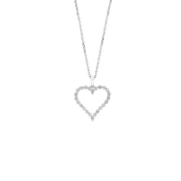 Necklaces Gems One Diamond Open Heart Necklace 14 12 or 1 CTW