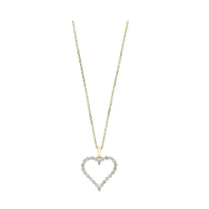 Necklaces Gems One Diamond Open Heart Necklace 14 12 or 1 CTW Necklaces Gems One Diamond Open Heart Necklace 14 12 or 1 CTW