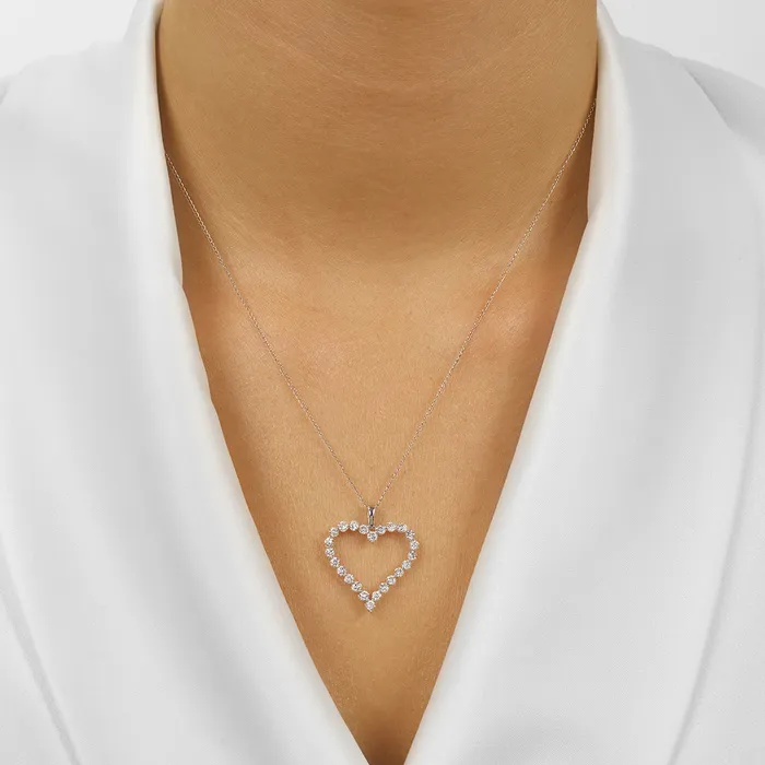 Necklaces Gems One Diamond Open Heart Necklace 14 12 or 1 CTW Necklaces Gems One Diamond Open Heart Necklace 14 12 or 1 CTW