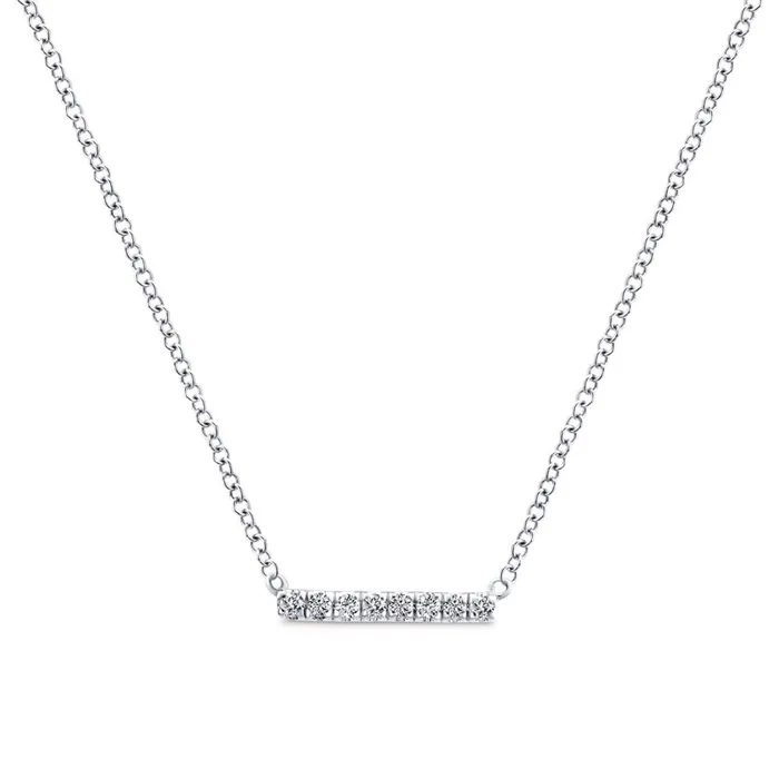 Necklaces International Diamond Center Gabriel Indulgence Collection White Gold Diamond Bar Necklace 006 CTW Necklaces International Diamond Center Gabriel Indulgence Collection White Gold Diamond Bar Necklace 006 CTW