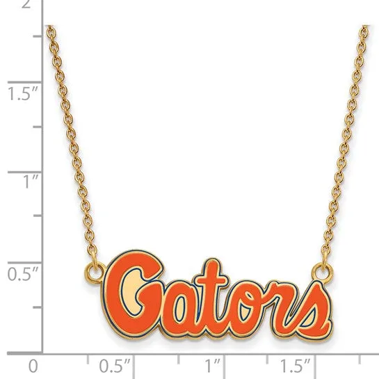 Necklaces International Diamond Center Sterling Silver Goldplated LogoArt University of Florida Gators Script Small Enameled Pendant 18 inch Necklace Necklaces International Diamond Center Sterling Silver Goldplated LogoArt University of Florida Gators Script Small Enameled Pendant 18 inch Necklace