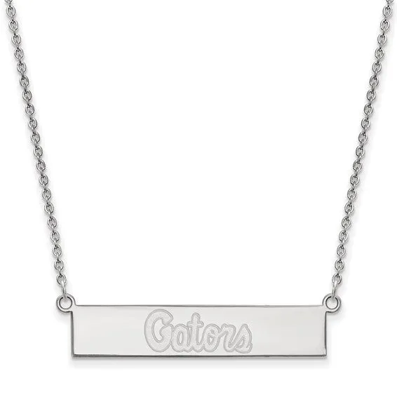 Necklaces International Diamond Center Sterling Silver Rhodiumplated LogoArt University of Florida Gators Script Small Bar 18 inch Necklace Necklaces International Diamond Center Sterling Silver Rhodiumplated LogoArt University of Florida Gators Script Small Bar 18 inch Necklace