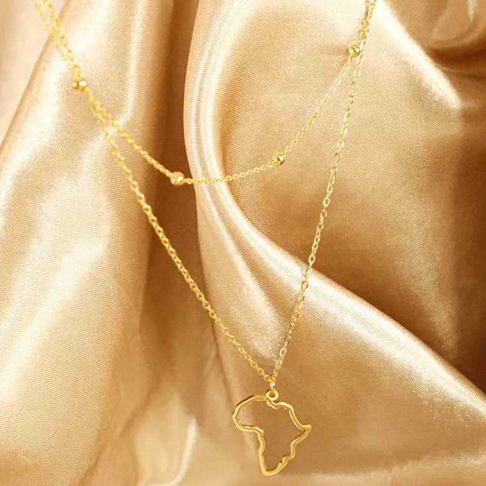 Necklaces Omolola Jewellery Challa 18ct Gold Plated Stainless Steel Double Layered Africa Necklace