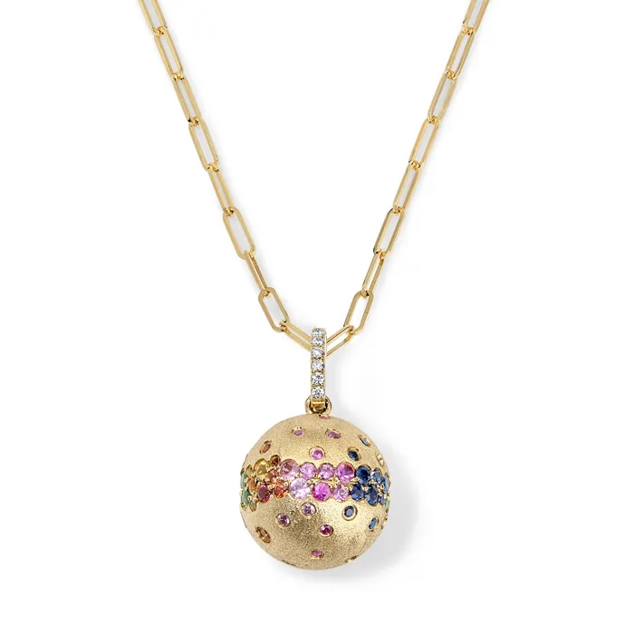 Necklaces SG Fine Scattered Rainbow Ball Pendant Necklace