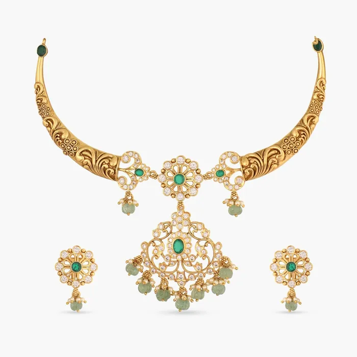 Necklaces SILVER Chaya Nakshi Antique Silver Hasli Necklace Set
