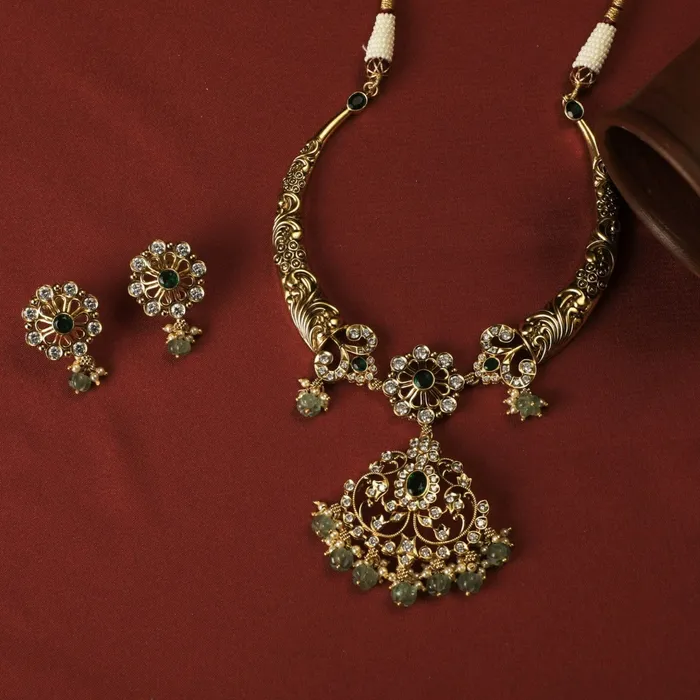 Necklaces SILVER Chaya Nakshi Antique Silver Hasli Necklace Set