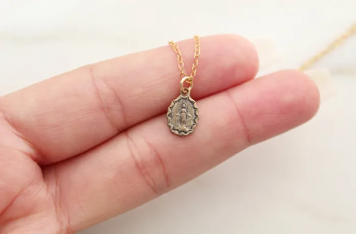 Necklaces TheLittleCatholic Miraculous Medal Necklace 7 in Bronze