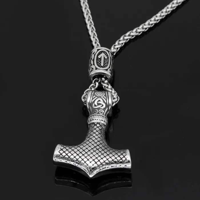 Necklaces Thors Hammer Necklace Golden Othala Rune AE