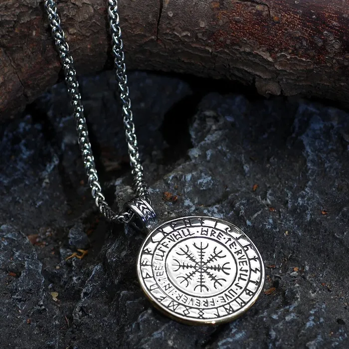Necklaces Valhalla Vikings Viking Necklace Goldtrimmed Yggdrasil in Jormugandr Circle