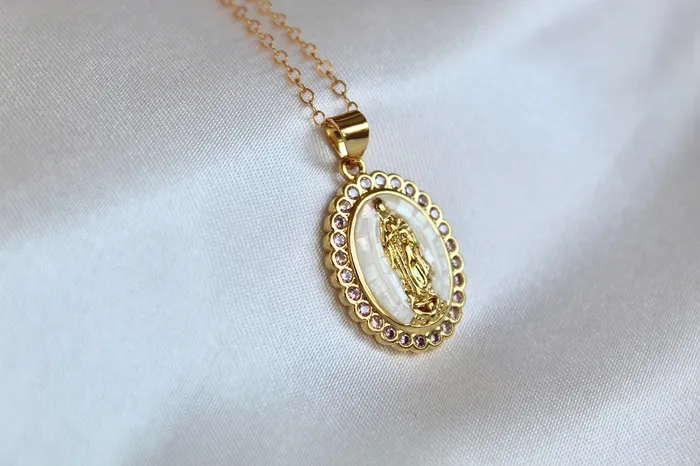 Our Lady of Guadalupe Necklace in White The Little Catholic Necklaces
