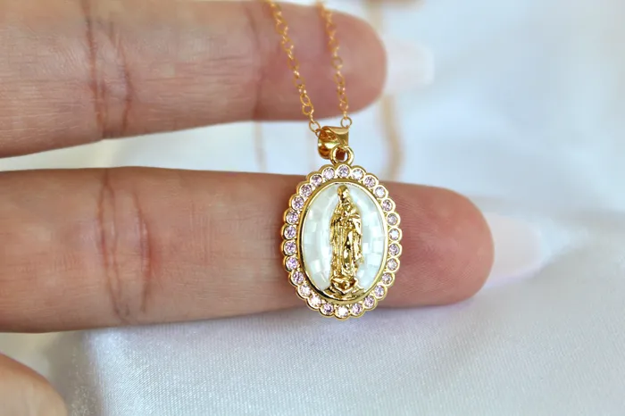 Our Lady of Guadalupe Necklace in White The Little Catholic Necklaces