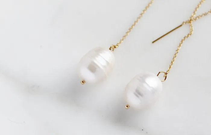 Pearl Threader Earrings TheLittleCatholic Earrings