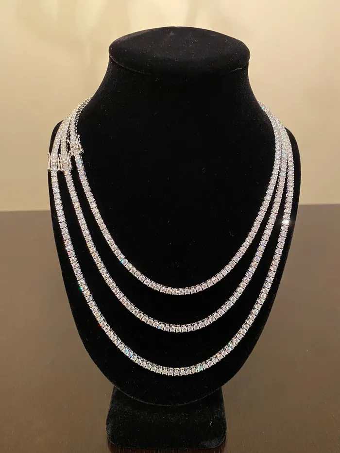 PreStyled Sets DripGawd Jewelry 3mm Moissanite Tennis Chain 10k Solid White Gold PreStyled Sets DripGawd Jewelry 3mm Moissanite Tennis Chain 10k Solid White Gold