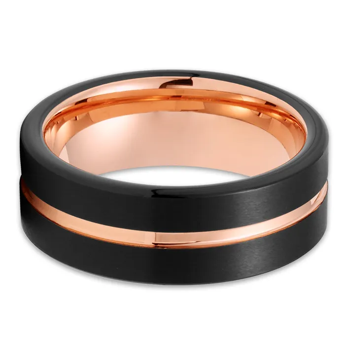 Rings Black Tungsten Ring Rose Gold Tungsten Ring Tungsten Carbide Ring Black Ring Clean Casting Jewelry