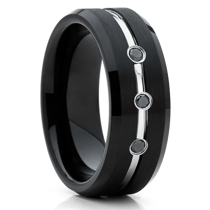 Rings Clean Casting Jewelry Black Diamond Wedding Ring Black Wedding Ring Tungsten Wedding Ring Black Ring