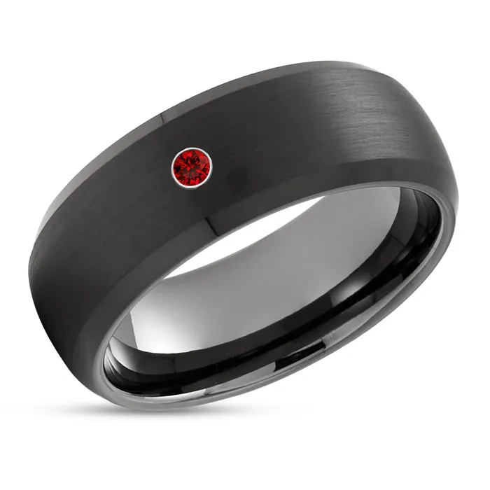 Rings Clean Casting Jewelry Black Wedding Ring Ruby Wedding Band Tungsten Wedding Ring Gunmetal Ring 8MM Rings Clean Casting Jewelry Black Wedding Ring Ruby Wedding Band Tungsten Wedding Ring Gunmetal Ring 8MM