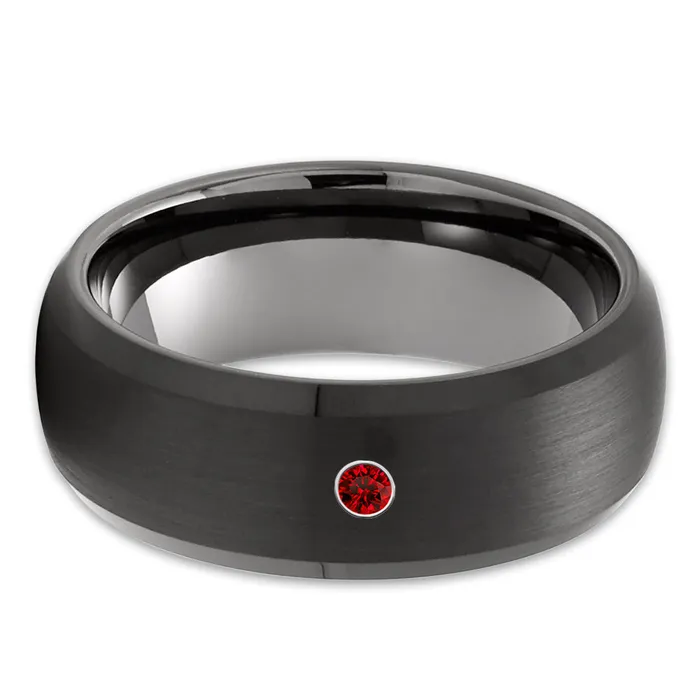 Rings Clean Casting Jewelry Black Wedding Ring Ruby Wedding Band Tungsten Wedding Ring Gunmetal Ring 8MM