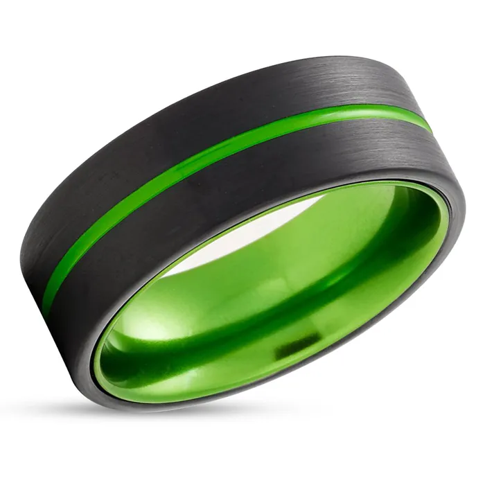 Rings Clean Casting Jewelry Green Wedding Ring Green Tungsten Ring Anniversary Ring Black Tungsten Ring Green Rings Clean Casting Jewelry Green Wedding Ring Green Tungsten Ring Anniversary Ring Black Tungsten Ring Green