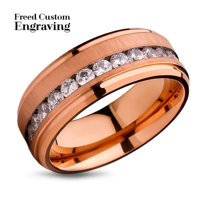 Rings Clean Casting Jewelry Rose Gold Titanium Wedding Ring Wedding Band CZ Wedding Ring Mans Wedding Ring