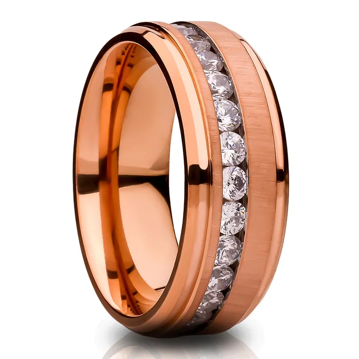 Rings Clean Casting Jewelry Rose Gold Titanium Wedding Ring Wedding Band CZ Wedding Ring Mans Wedding Ring