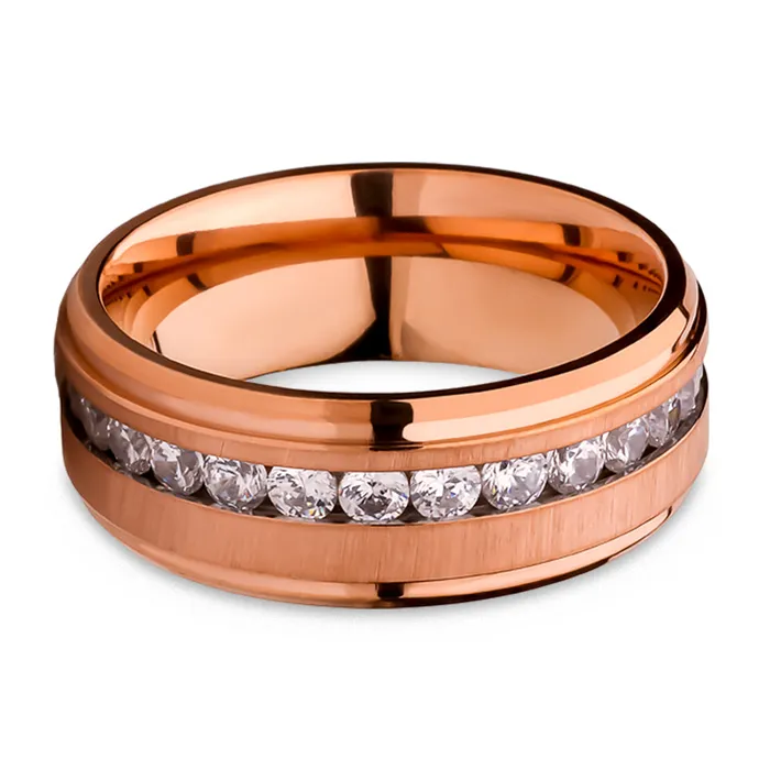 Rings Clean Casting Jewelry Rose Gold Titanium Wedding Ring Wedding Band CZ Wedding Ring Mans Wedding Ring