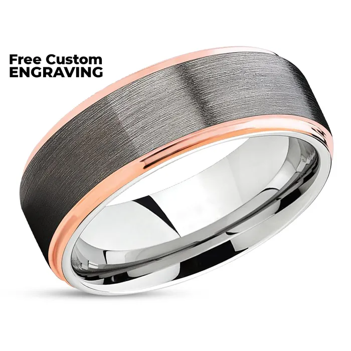 Rings Clean Casting Jewelry Rose Gold Tungsten Ring Gray Tungsten Ring Gunmetal Tungsten Band Gunmetal Ring