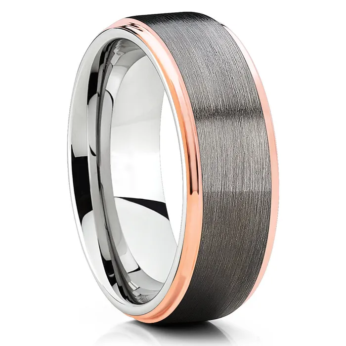 Rings Clean Casting Jewelry Rose Gold Tungsten Ring Gray Tungsten Ring Gunmetal Tungsten Band Gunmetal Ring