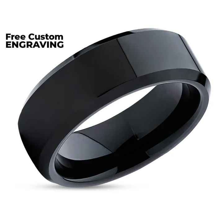 Rings Clean Casting Jewelry Shiny Black Tungsten Ring Black Wedding Ring Black Tungsten Ring Wedding Band
