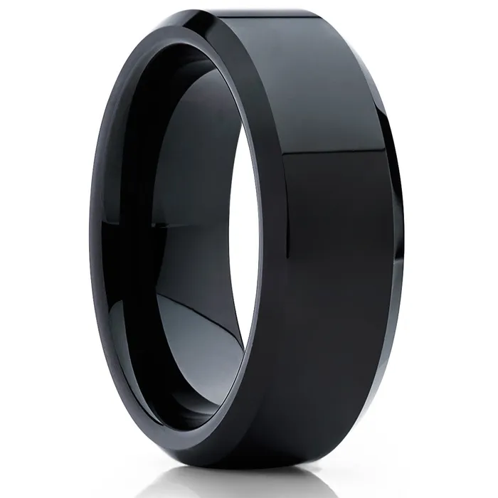 Rings Clean Casting Jewelry Shiny Black Tungsten Ring Black Wedding Ring Black Tungsten Ring Wedding Band