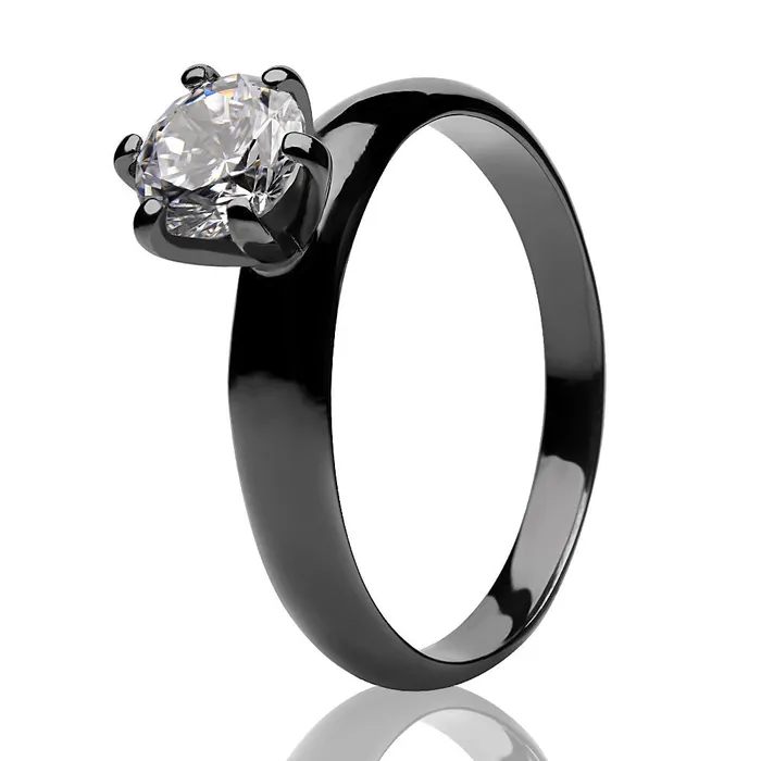 Rings Clean Casting Jewelry Solitaire Ring CZ Wedding Ring Gunmetal Ring Ladies Solitaire Wedding Ring Anniversary Ring