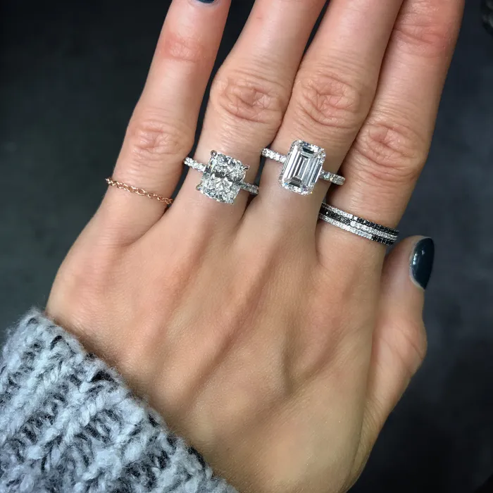 Rings Eriness Jewelry Black and White Diamond Eternity Band