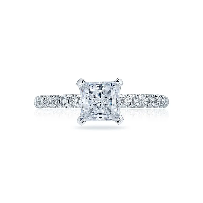 Rings International Diamond Center Tacori 18k White Gold Petite Crescent Princess Diamond Engagement Ring Setting 034 CTW Rings International Diamond Center Tacori 18k White Gold Petite Crescent Princess Diamond Engagement Ring Setting 034 CTW