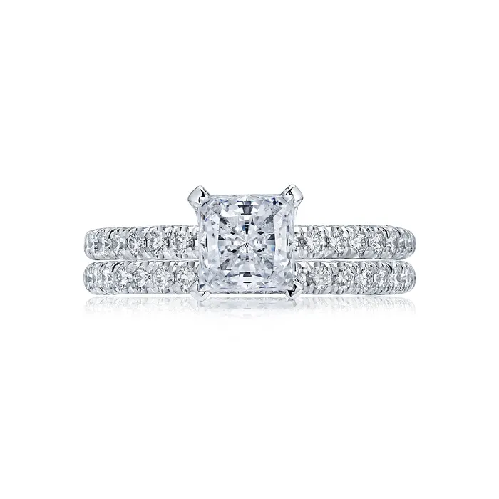 Rings International Diamond Center Tacori 18k White Gold Petite Crescent Princess Diamond Engagement Ring Setting 034 CTW Rings International Diamond Center Tacori 18k White Gold Petite Crescent Princess Diamond Engagement Ring Setting 034 CTW