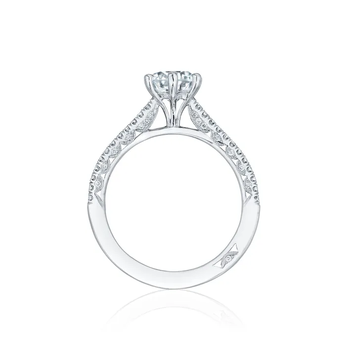Rings International Diamond Center Tacori 18k White Gold Petite Crescent Round Diamond Engagement Ring Setting 025 CTW Rings International Diamond Center Tacori 18k White Gold Petite Crescent Round Diamond Engagement Ring Setting 025 CTW