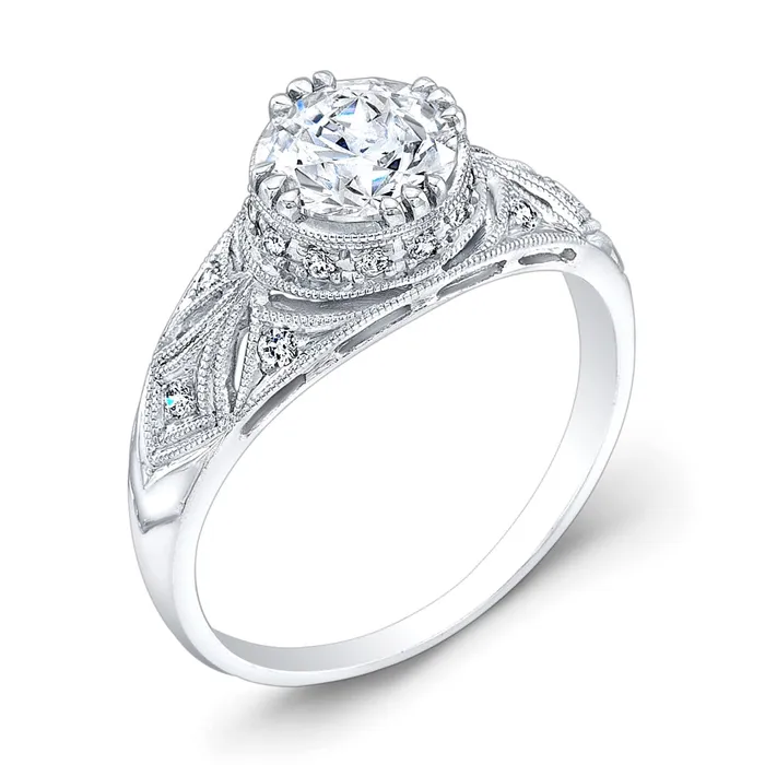 Rings Jolie Designs Round Diamond Vintage Engagement Ring 013 CTW International Diamond Center Rings Jolie Designs Round Diamond Vintage Engagement Ring 013 CTW International Diamond Center