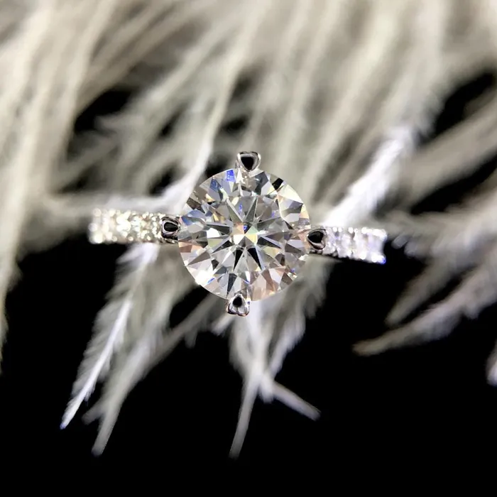 Rings Luxus Moissanite Rings Jewelry Platinum Plated Silver Moissanite Ring 15ct Center Stone