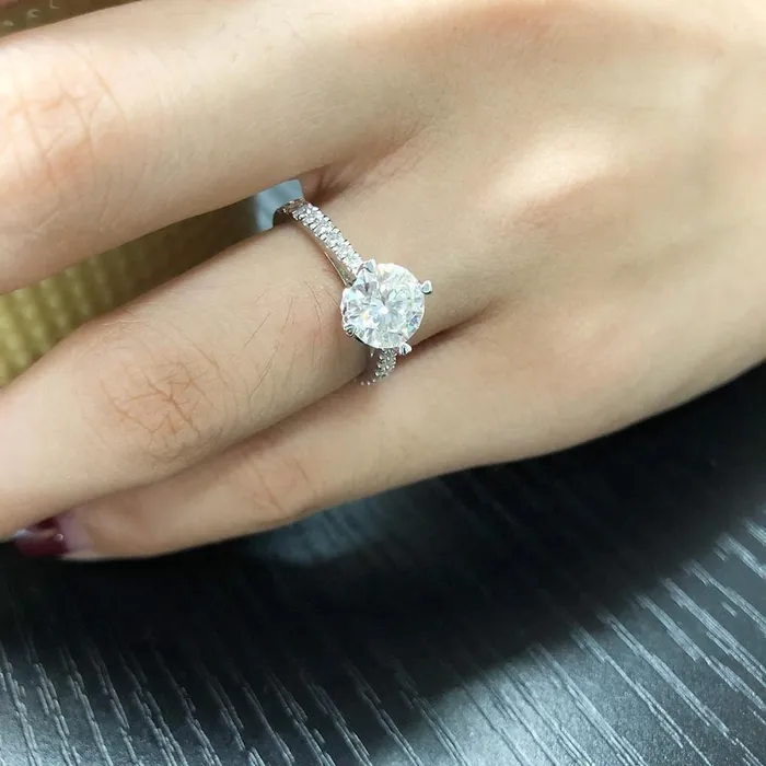 Rings Luxus Moissanite Rings Jewelry Platinum Plated Silver Moissanite Ring 15ct Center Stone