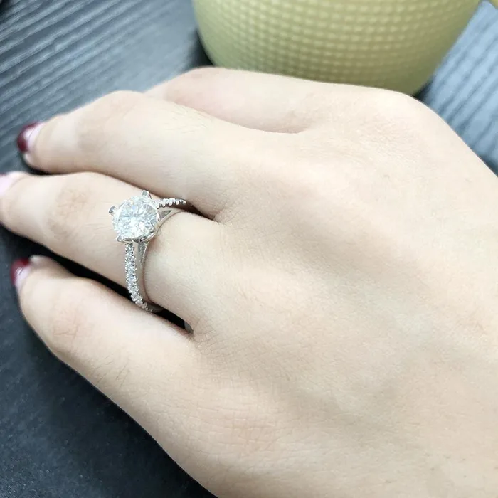 Rings Luxus Moissanite Rings Jewelry Platinum Plated Silver Moissanite Ring 15ct Center Stone