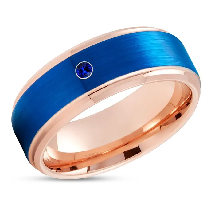 Rings Rose Gold Wedding Ring Blue Sapphire Ring Tungsten Wedding Ring Wedding Band Clean Casting Jewelry Rings Rose Gold Wedding Ring Blue Sapphire Ring Tungsten Wedding Ring Wedding Band Clean Casting Jewelry
