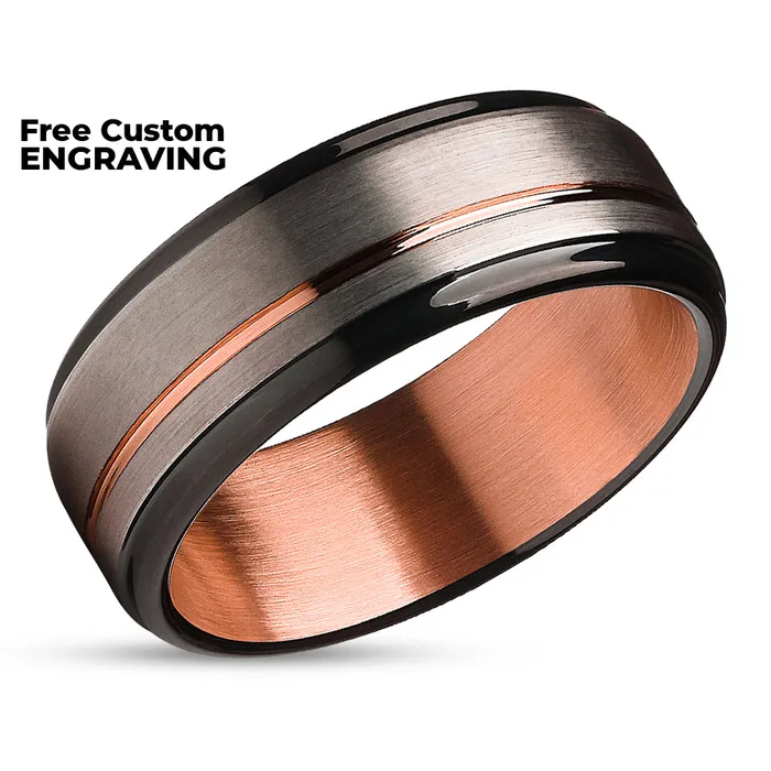 Rings Rose Gold Wedding Ring Gunmetal Wedding Ring Tungsten Wedding Ring Engagement Ring Clean Casting Jewelry