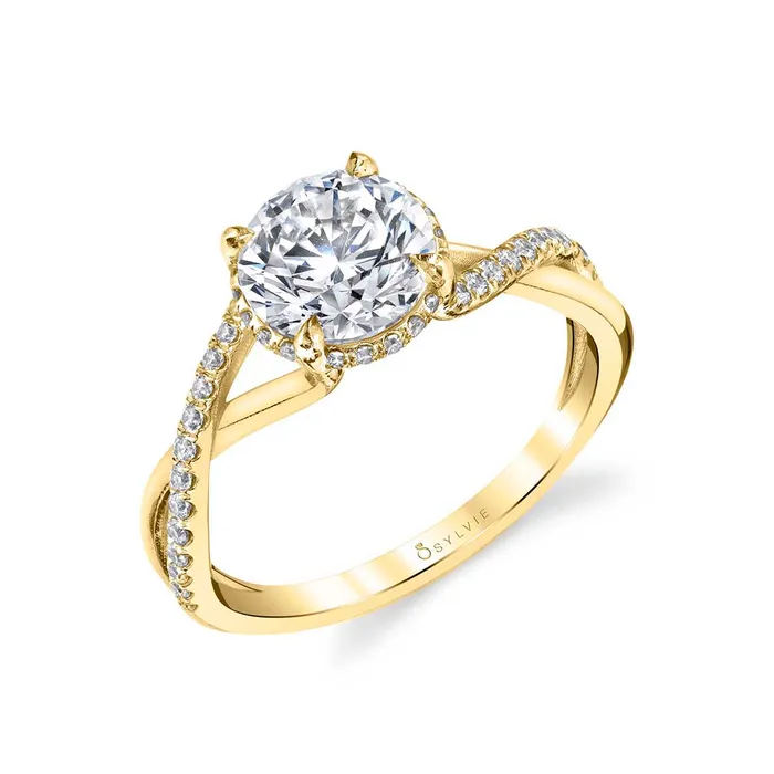 Rings Sylvie Amahle Hidden Halo Spiral Band Round Diamond Engagement Ring Setting Shop IDC estore